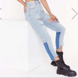 nastygal “slice of heaven” distressed jeans